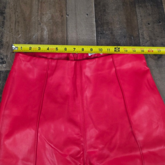 house of cb Red Vegan Leather Elenaora Trouser Pants Large Plus L+ (10-12) - Picture 9 of 11